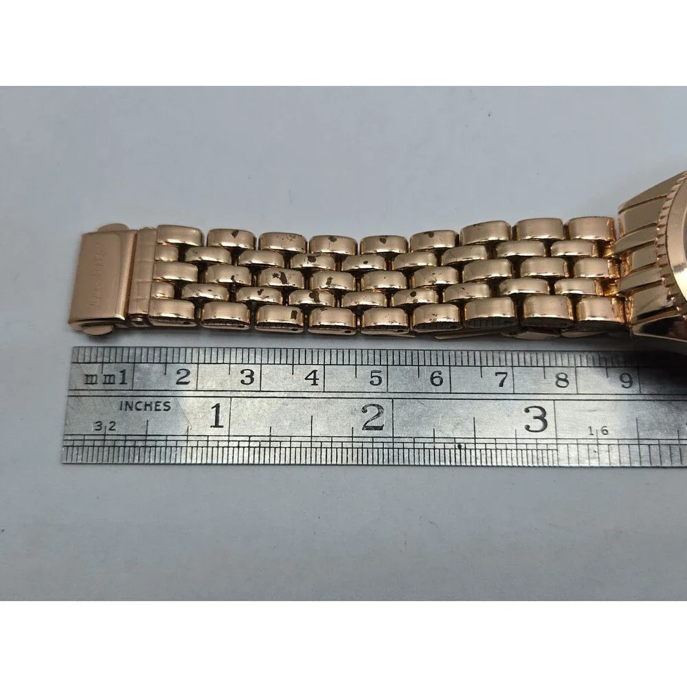 Womens Luv Betsey Johnson Pink Glitter Confetti Rose Gold 36mm Watch New Battery